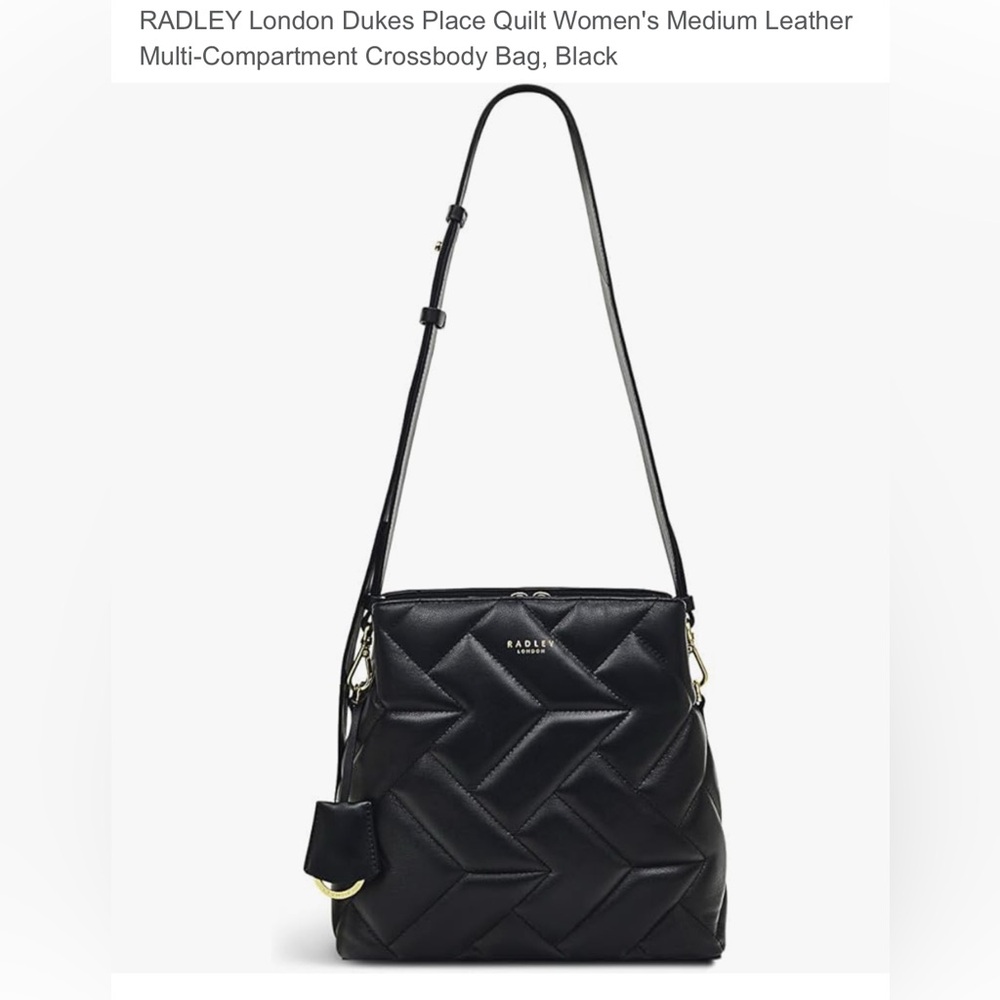 Easley London Dukes Place Quilt MD Leather Multi Compartment C/B. Black/Gold.